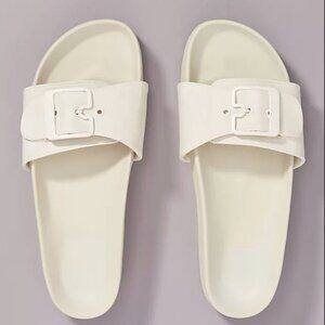 Dr. Scholl's Cream Slide Sandals with Buckle